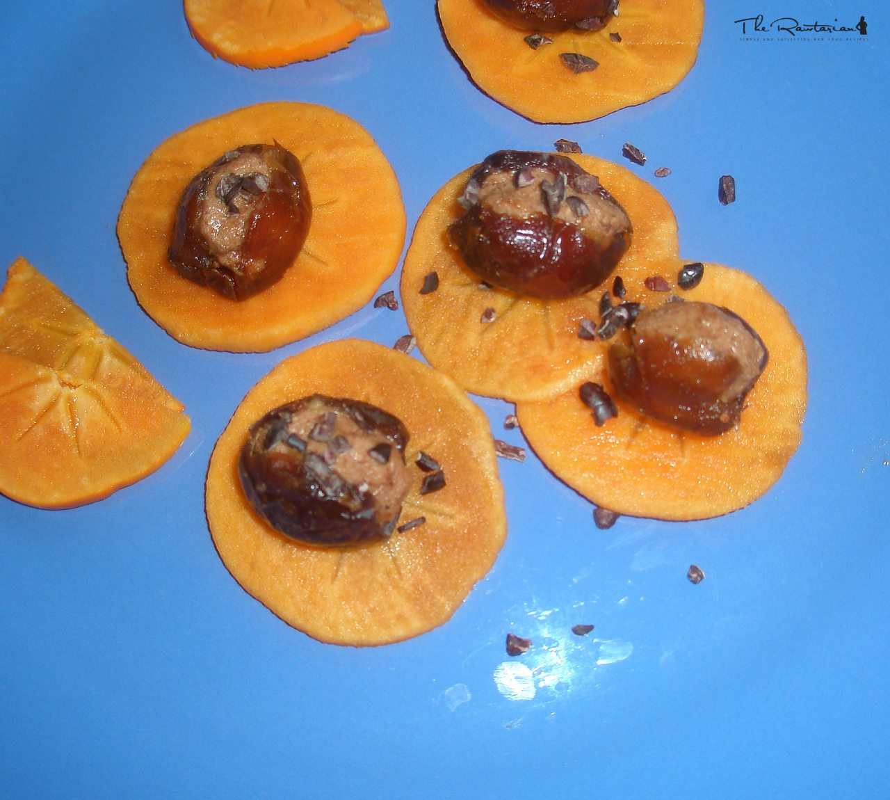 Persimmons with Stuffed Dates | The Rawtarian