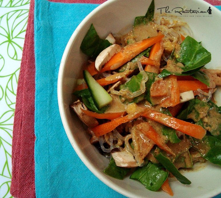 Raw Kelp Noodle Stir Fry With Spicy Almond Ginger Sauce The Rawtarian
